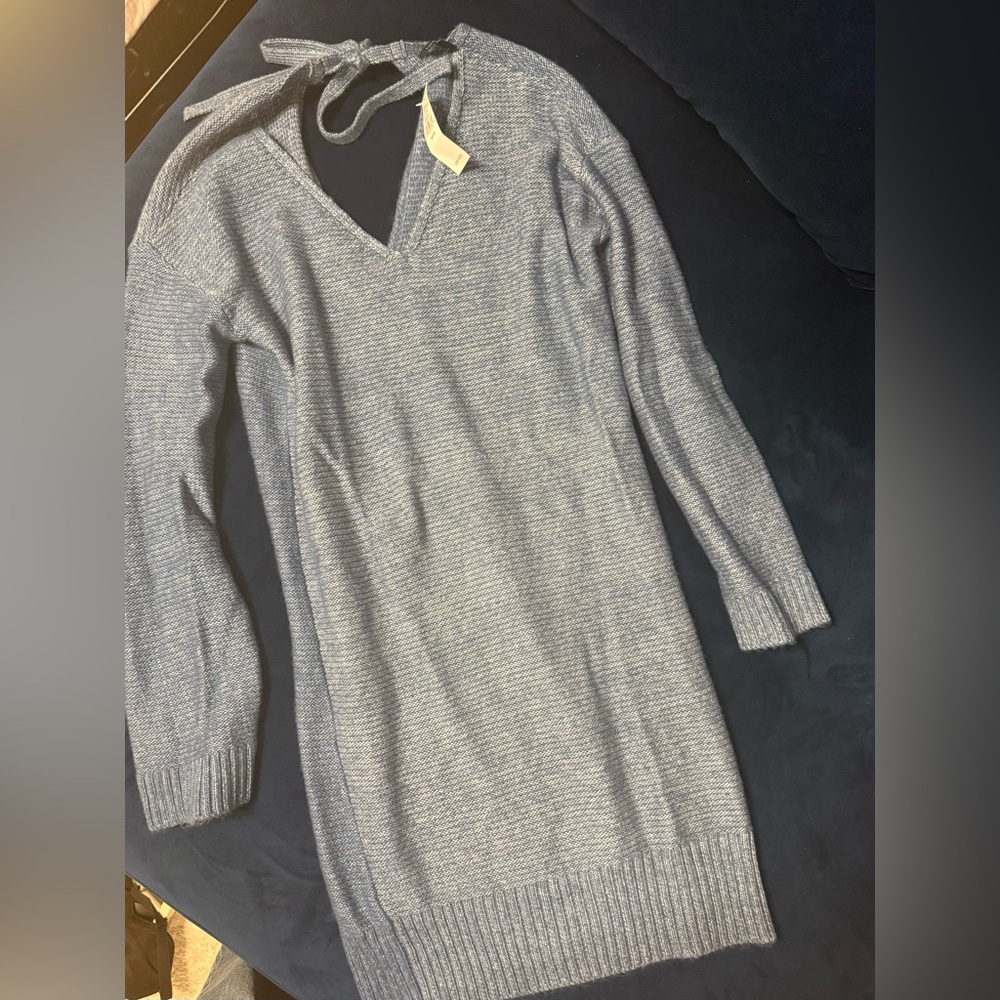 AE Women's Blue V-Neck Sweater Dress